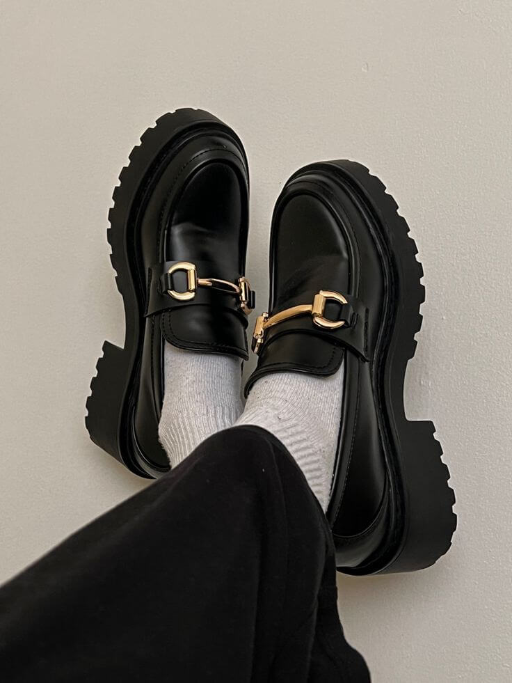 Shoe inspo black chunky loafers ⋆ ˚｡⋆୨୧˚